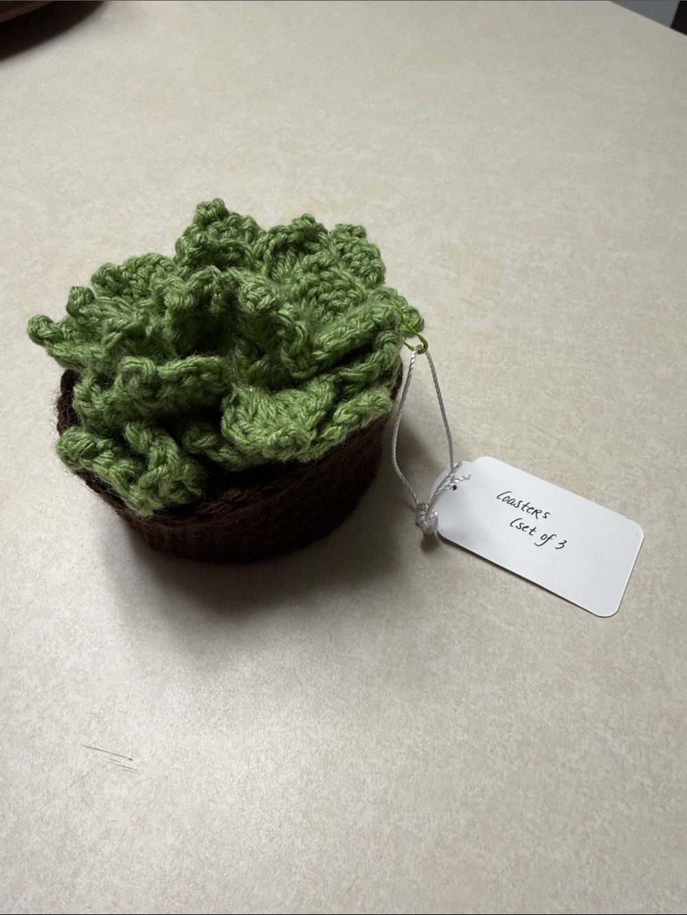 Handcrafted Green Crocheted coaster Home Accent